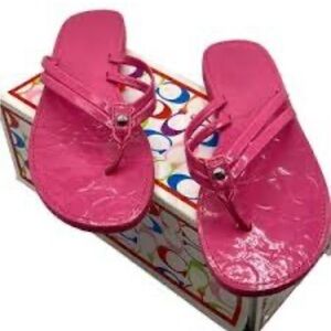 COACH Juney Pink Sz 8 Patent Leather Flip Flops